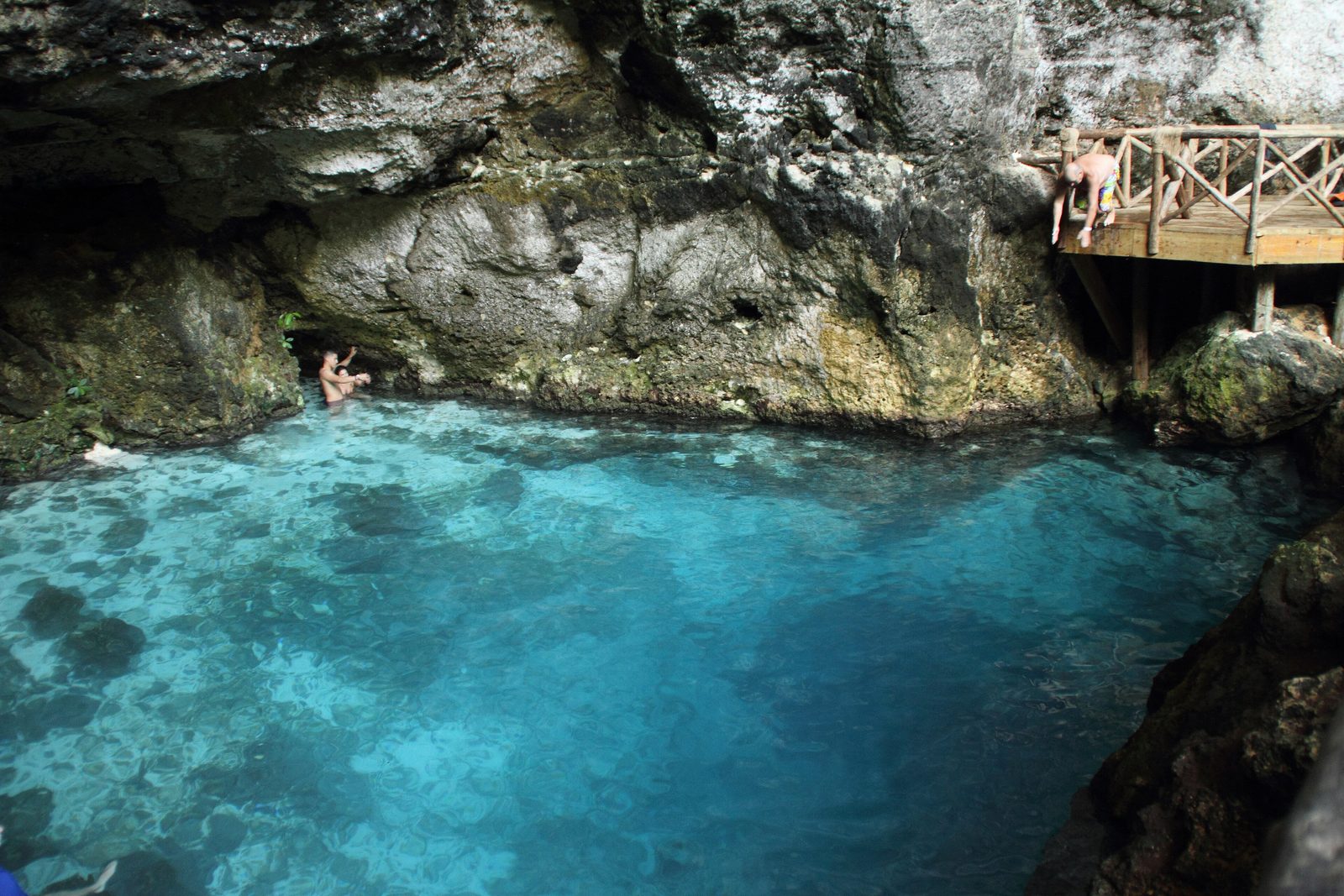 Hoyo Azul, the cenote under the cliff at Scape Park, Cap Cana